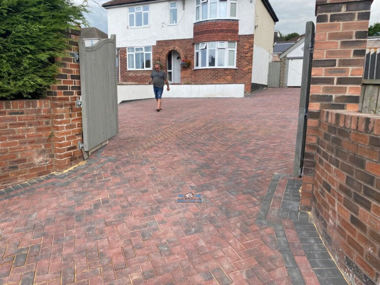 Brindle Block Paved Driveway with Charcoal Edging in Bagillt