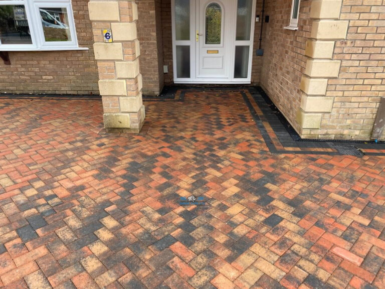 Heather and Charcoal Paved Driveway with Insert in Buckley, Flintshire