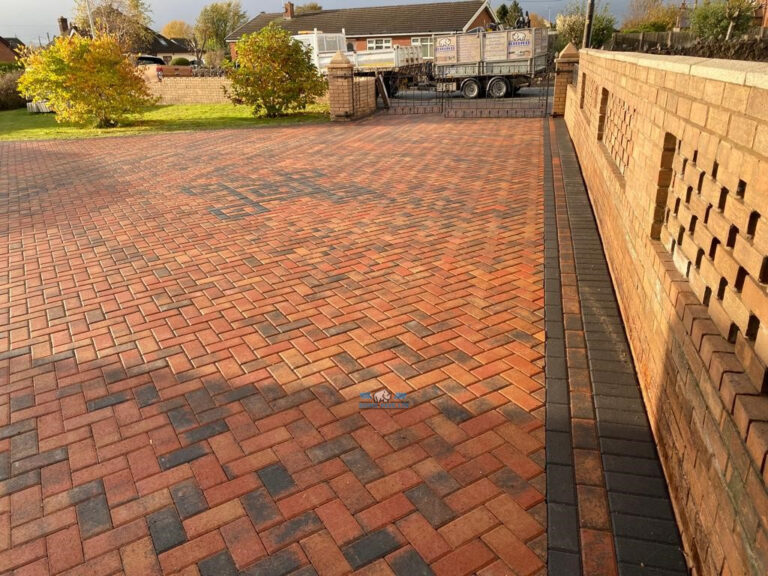 Heather and Charcoal Paved Driveway with Insert in Buckley, Flintshire