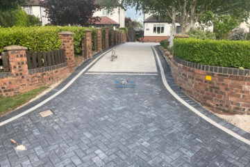 Natural Grey Block Paved Driveway with Charcoal Edge and Apron in Chester