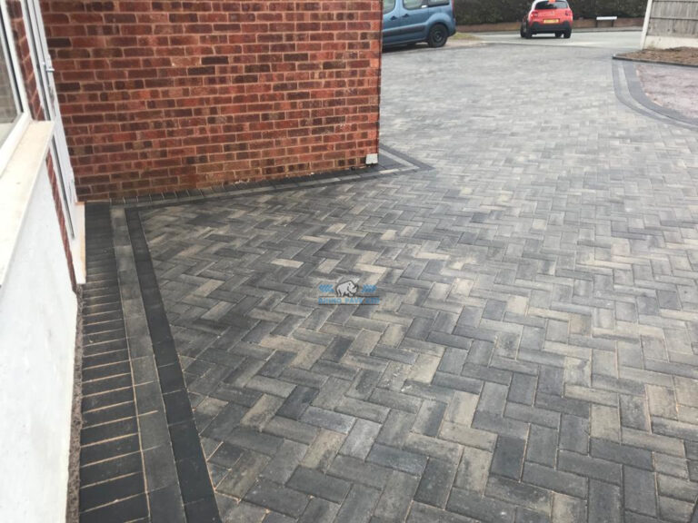 Block Paved Driveway with Charcoal Edging and Gravel Patch in Connah's Quay, Flintshire