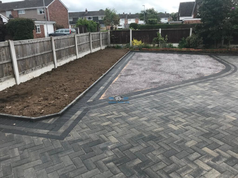 Block Paved Driveway with Charcoal Edging and Gravel Patch in Connah's Quay, Flintshire