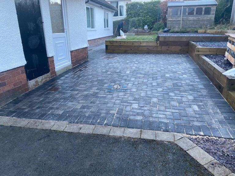 Block Paved Patio with Charcoal Edging in Holywell