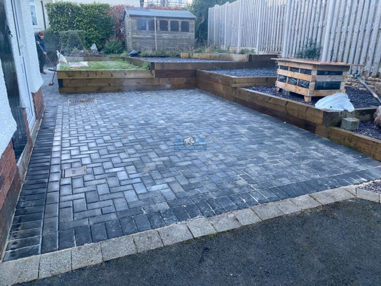 Block Paved Patio with Charcoal Edging in Holywell