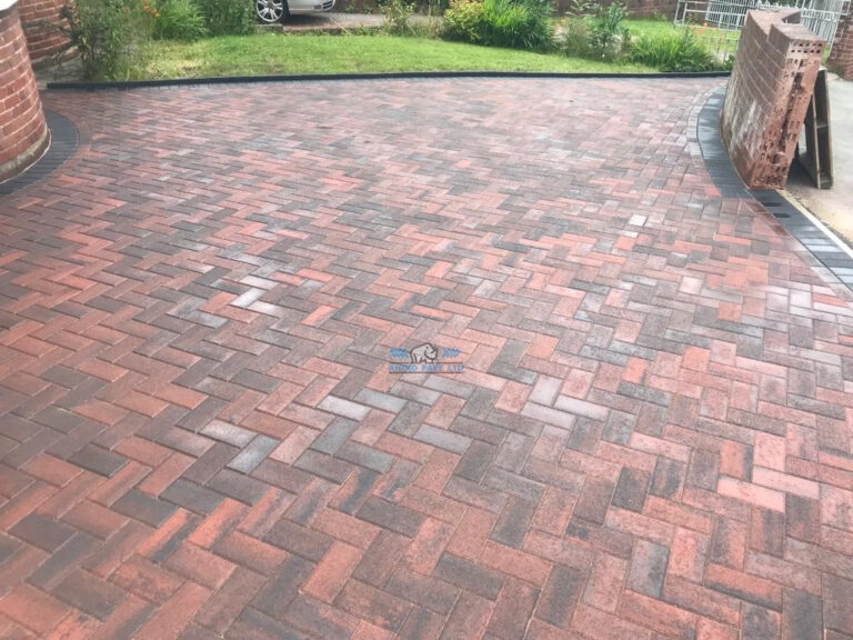 Brindle Paved Driveway with Charcoal Edging in Bagillt, Flintshire