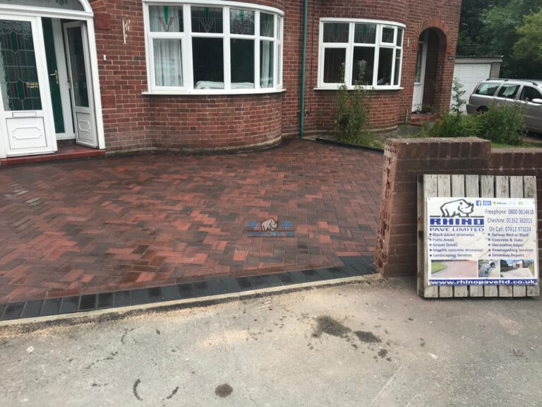 Brindle Paved Driveway with Charcoal Edging in Bagillt, Flintshire