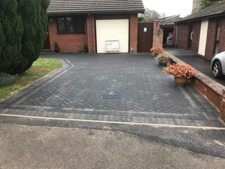 Charcoal Paved Driveway with Slate Grey Edging in Caerwys, Flintshire
