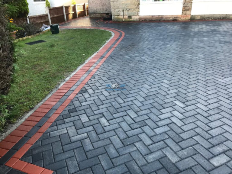 Joined Driveway with Charcoal and Terracotta Block Paving in Mold, Flintshire