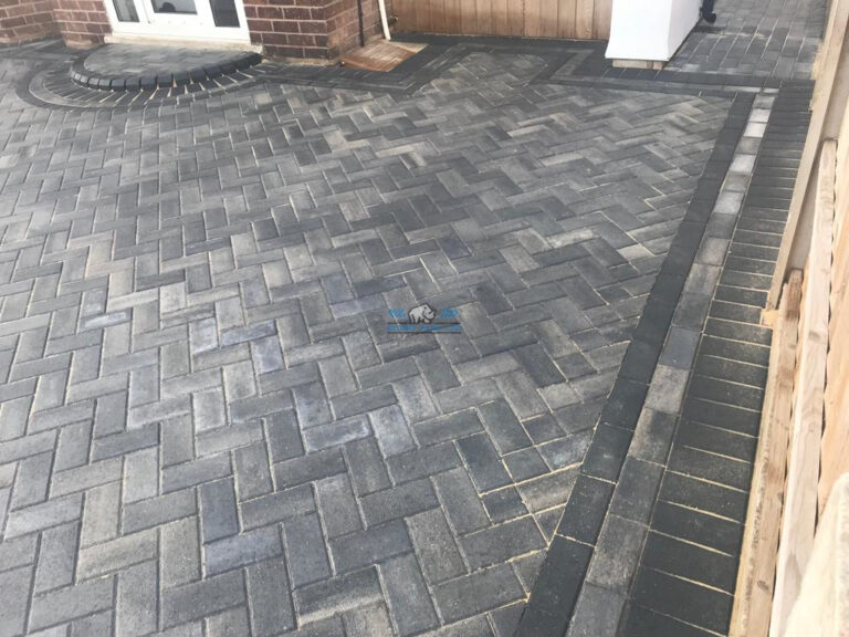 Slate Grey Paved Driveway with Charcoal Edging and Doorstep in Chester, Cheshire