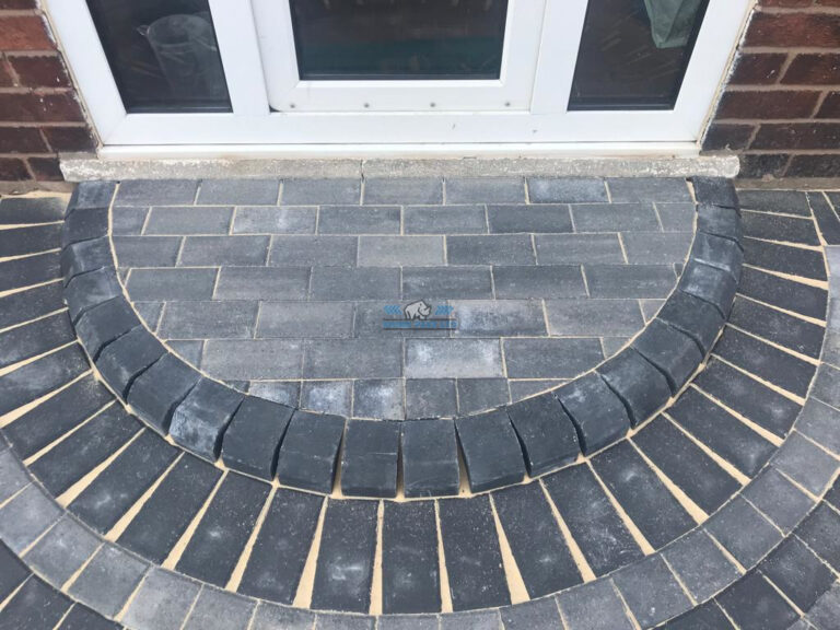 Slate Grey Paved Driveway with Charcoal Edging and Doorstep in Chester, Cheshire