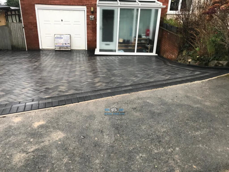 Slate Grey Paved Driveway with Charcoal Edging in Holywell, Flintshire