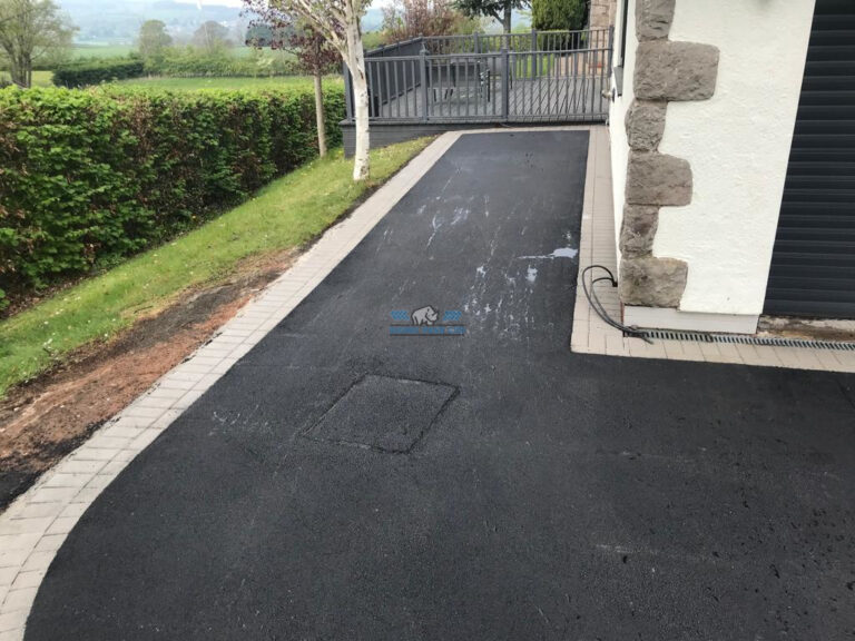 Tarmac Driveway with Natural Grey Paved Apron and Edging in Holywell, Flintshire