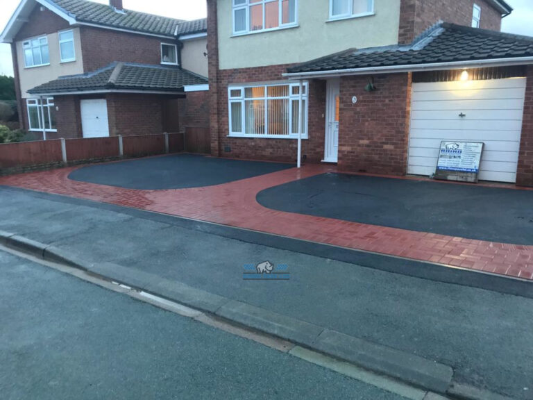 Tarmac Driveway with Terracotta Paved Paths and Apron in Buckley, Flintshire