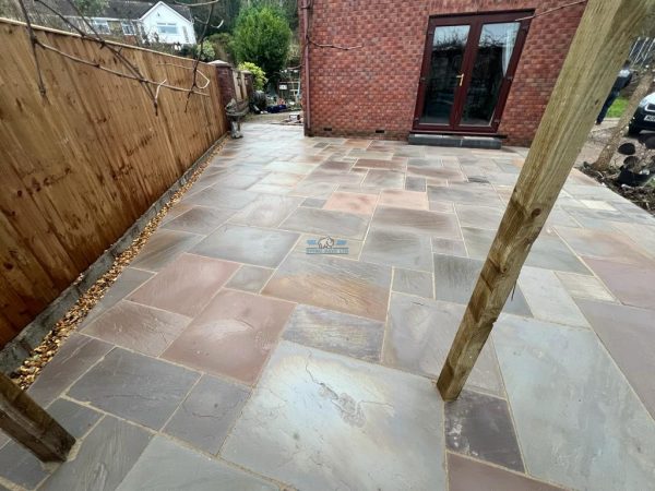 Indian Sandstone Patio with Bull-Nose Doorstep in Holywell, Flintshire