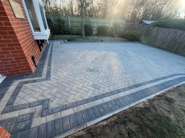 Natural Grey Block Paved Driveway with Charcoal Edging in Runcorn, Cheshire