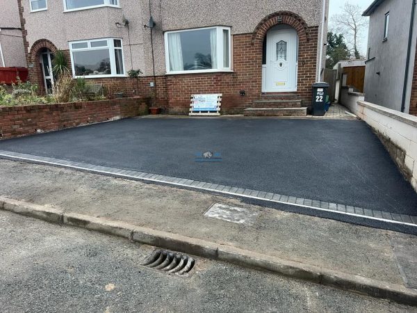 Tarmac Driveway with Charcoal Paved Border in Holywell, Flintshire