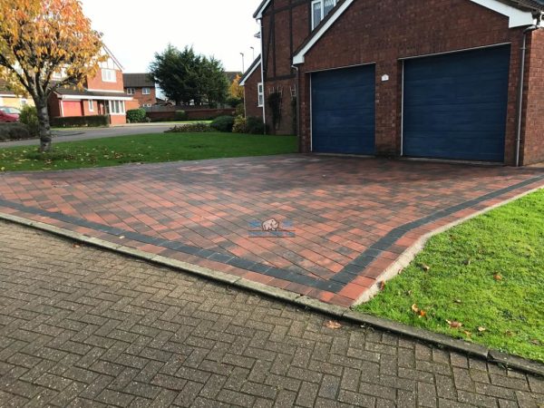 Newly laid driveway with tegula block paving Caergwrle