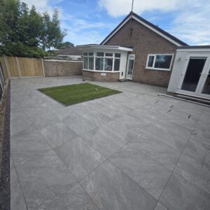 Porcelain Patio and Lawn Makeover in St. Asaph, Denbighshire
